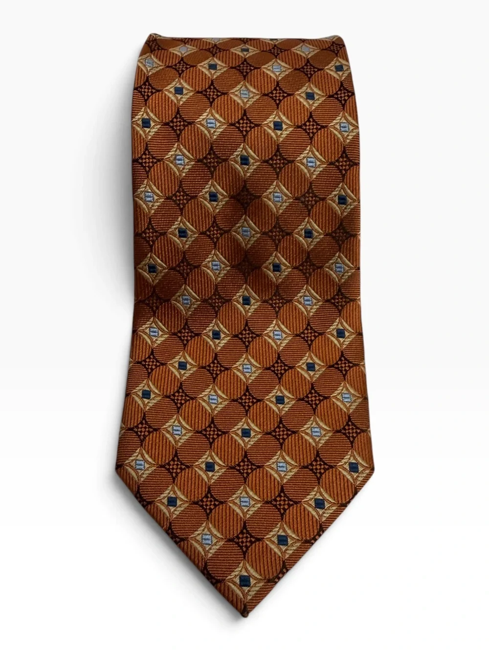 Jos A Bank Executive Collection Orange Geometric Silk Mens Neck Tie Classic Luxu